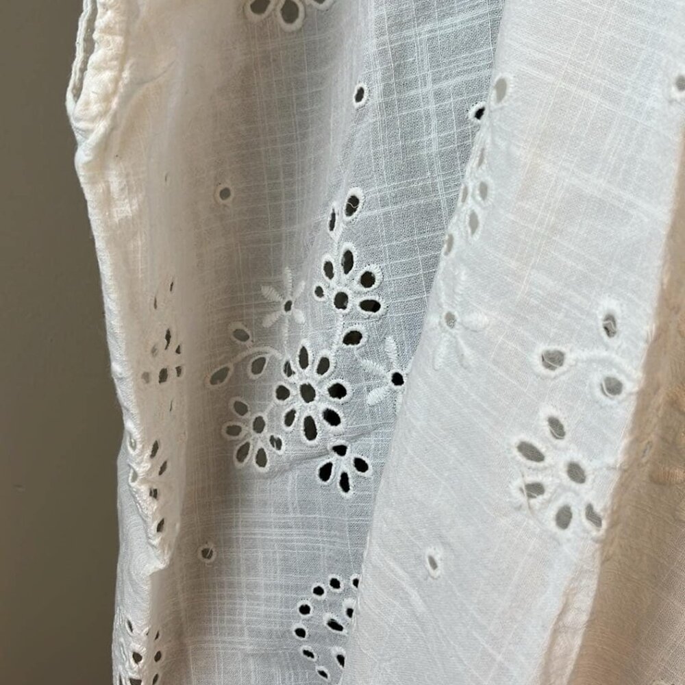 J.Crew 100% Cotton Sz M/L Eyelet‎ Lace Cover Up Versatile Boho Cottage to Rodeo - Picture 5 of 6